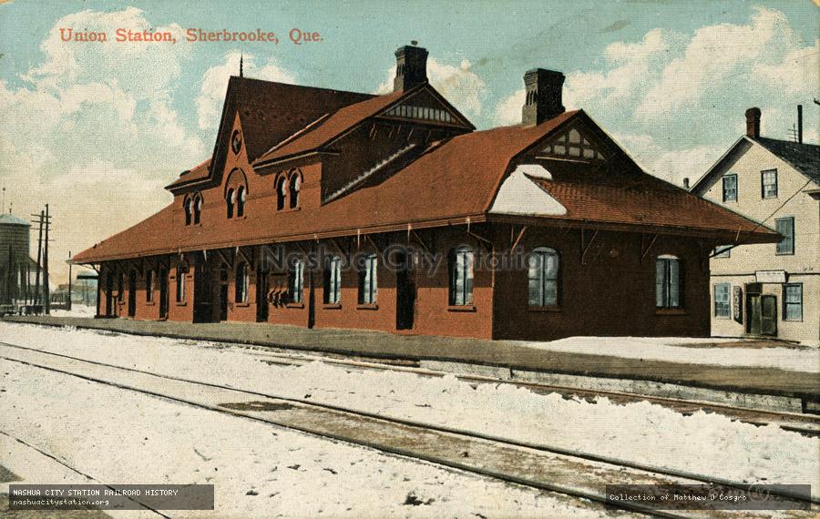 Postcard: Union Station, Sherbrooke, Quebec